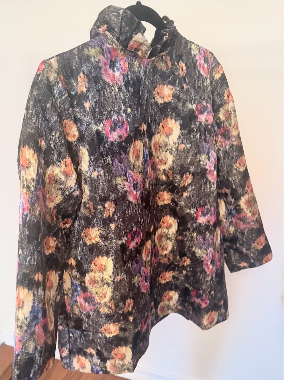 Tuckernuck Floral Jacquard Mock-Neck Blouse